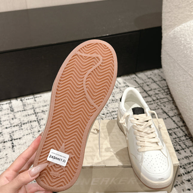 BALL STAR 2 SNEAKERS IN WHITE CALFSKIN GREY SUEDE STAR AND BLACK HEEL TAB