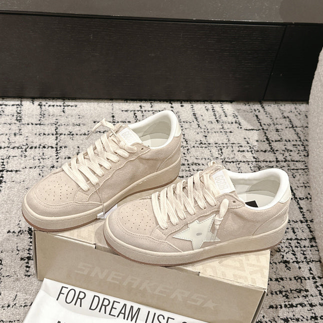 BALL STAR 2 SNEAKERS WITH WHITE CALFSKIN STAR BEIGE SUEDE UPPER