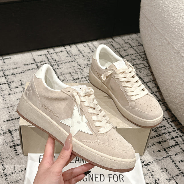 BALL STAR 2 SNEAKERS WITH WHITE CALFSKIN STAR BEIGE SUEDE UPPER