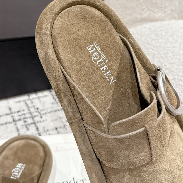 ARC CLOG MULES IN BROWN SUEDE