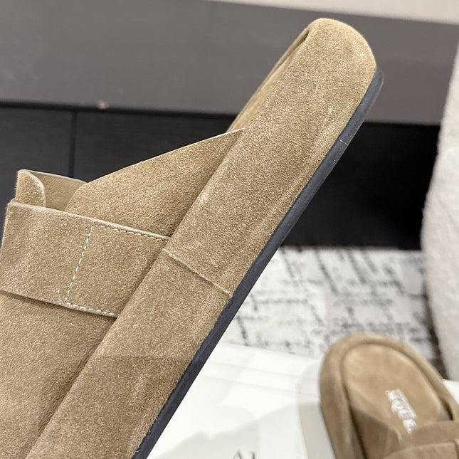 ARC CLOG MULES IN BROWN SUEDE