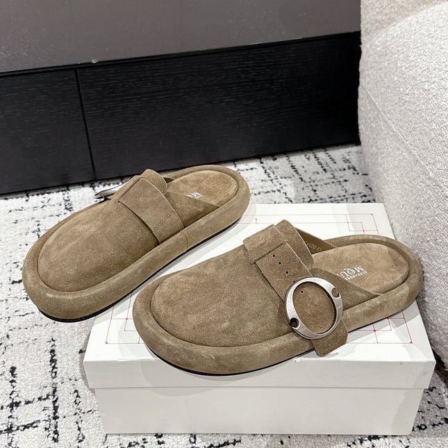 ARC CLOG MULES IN BROWN SUEDE