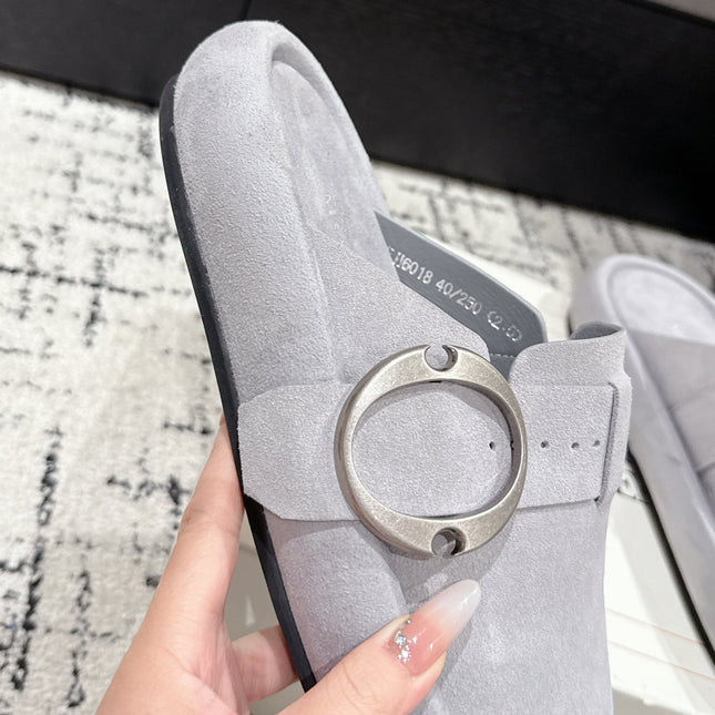 ARC CLOG MULES IN GREY SUEDE