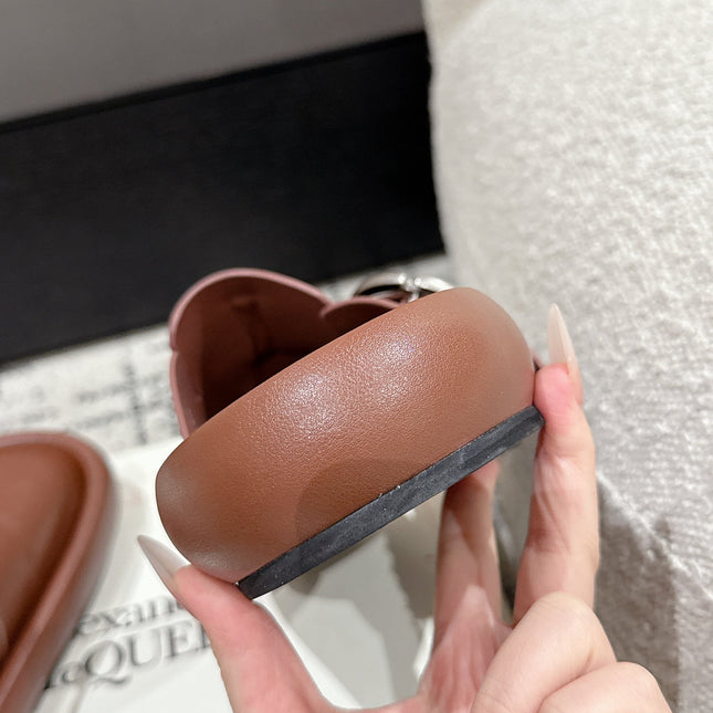 ARC CLOG MULES IN BROWN LAMBSKIN