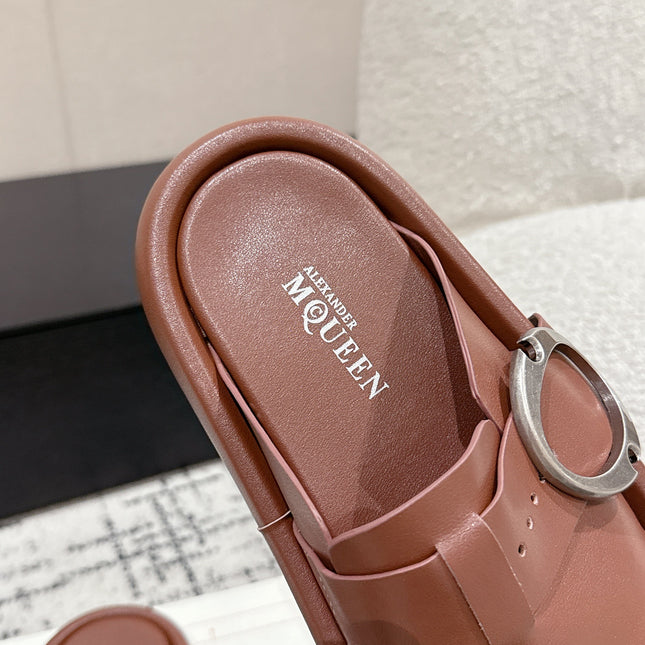 ARC CLOG MULES IN BROWN LAMBSKIN