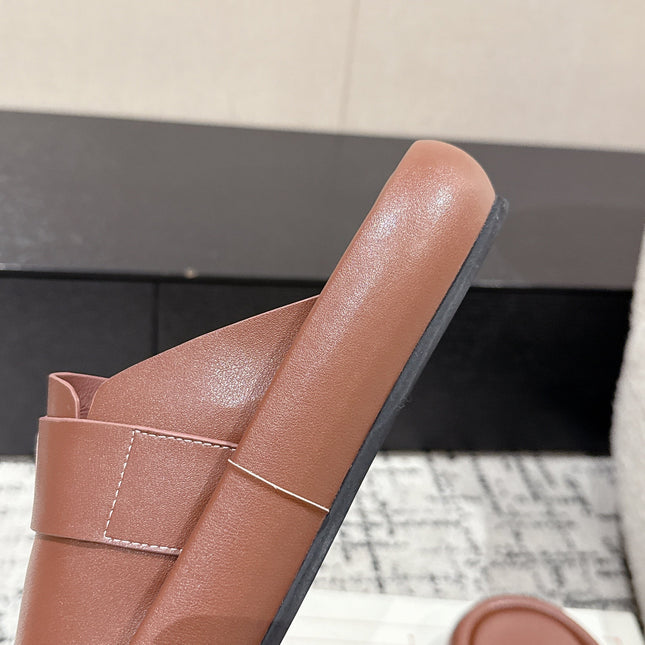 ARC CLOG MULES IN BROWN LAMBSKIN