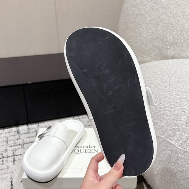 ARC CLOG MULES IN WHITE LAMBSKIN