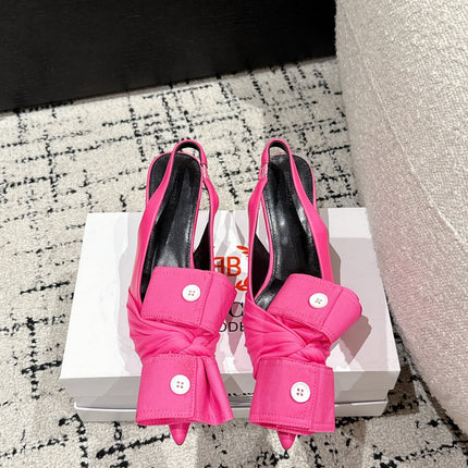 KNIFE CHEMISE 45MM SLINGBACK IN PUNCH PINK COTTON AND CALFSKIN