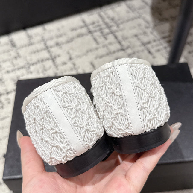 BALLET FLAT 25S IN WHITE MIX BLACK TWEED