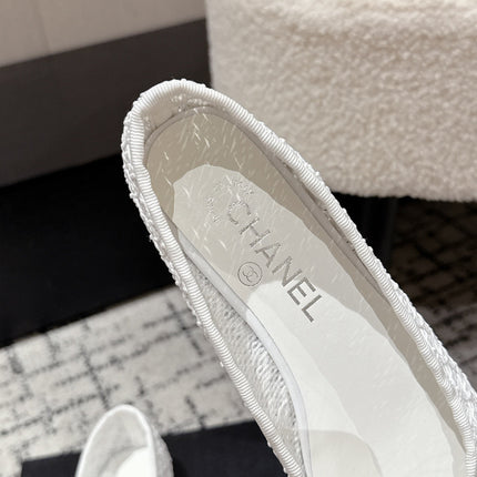 BALLET FLAT 25S IN WHITE MIX BLACK TWEED