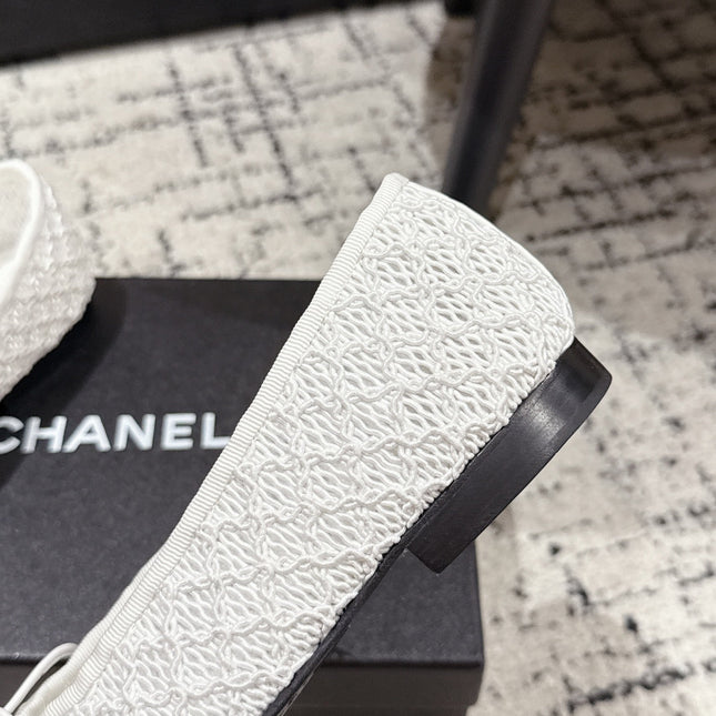 BALLET FLAT 25S IN WHITE MIX BLACK TWEED