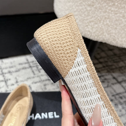 BALLET FLAT 25S IN OFF WHITE AND BEIGE RAFFIA