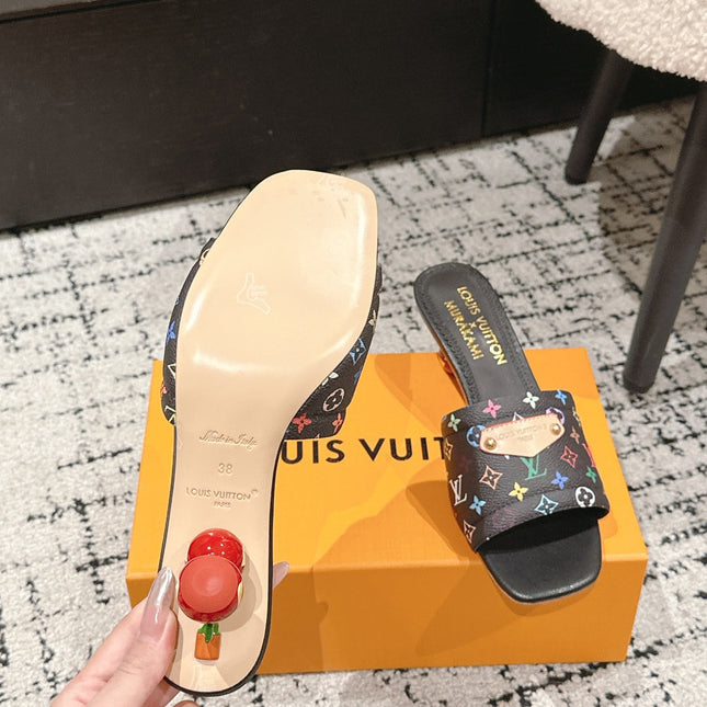 LV CHERRY HIGH HEELS 25S 55 MM IN BLACK CALFSKIN STYLE 14