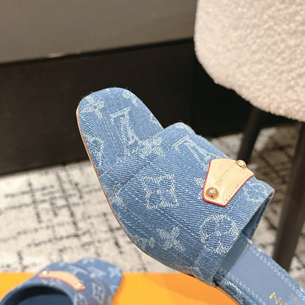 LV CHERRY HIGH HEELS 25S 55 MM IN BLUE DENIM STYLE 5