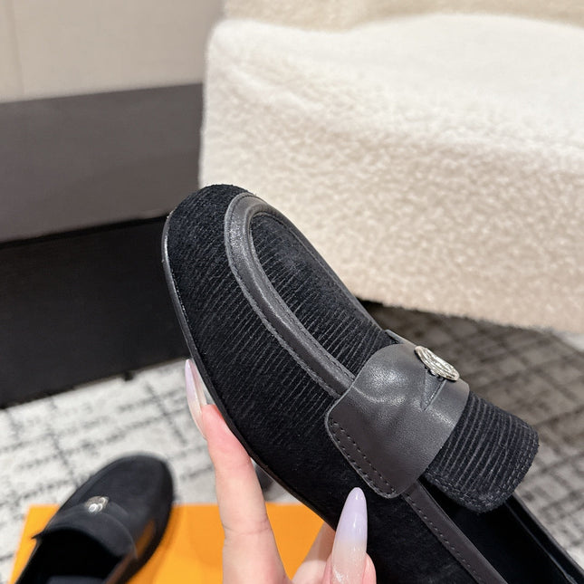 LV LOAFER 25S IN BLACK SUEDE AND CALFSKIN