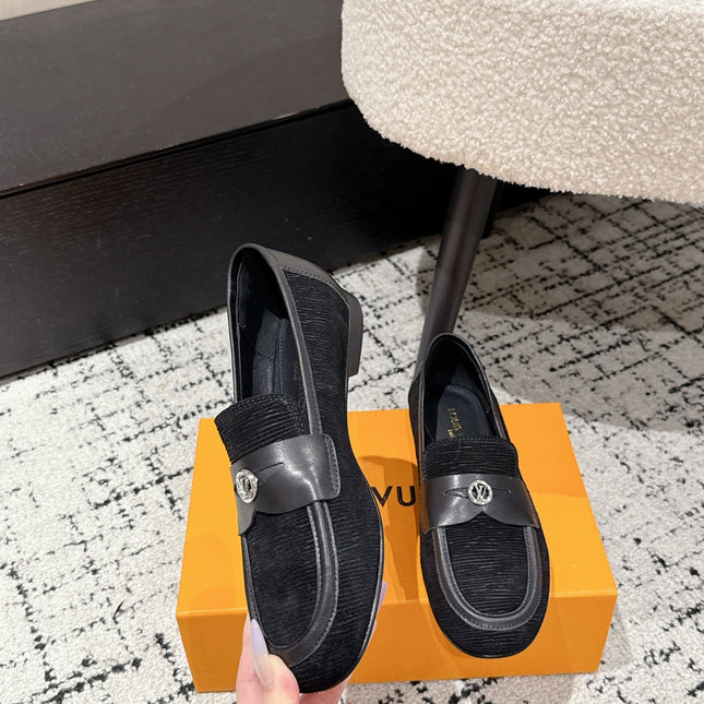 LV LOAFER 25S IN BLACK SUEDE AND CALFSKIN