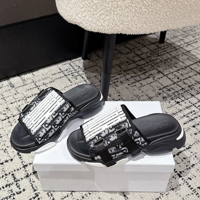 DIOR ADJUSTABLE STRAP SANDALS 25S 50 MM IN BLACK FABRIC MIX CALFSKIN STYLE 4