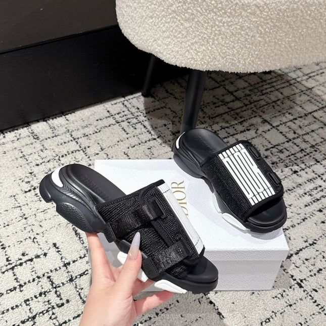DIOR ADJUSTABLE STRAP SANDALS 25S 50 MM IN BLACK FABRIC MIX CALFSKIN STYLE 5