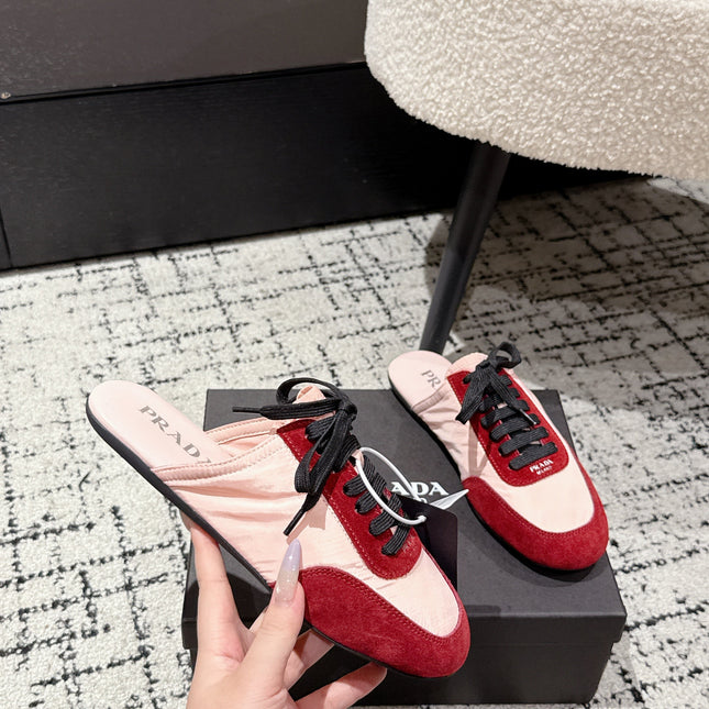 PRADA 25S DEXUN MULE IN RED SUEDE LEATHER
