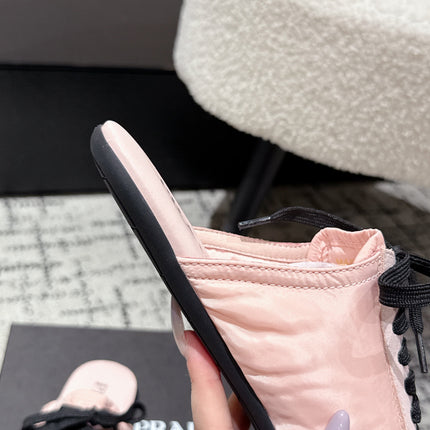 PRADA 25S DEXUN MULE IN LIGHT PINK SUEDE LEATHER