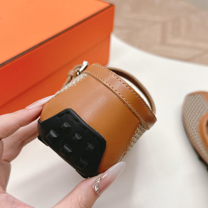 KICHU BALLET FLAT IN BRONZE BROWN CROCHET KNIT AND CALFSKIN