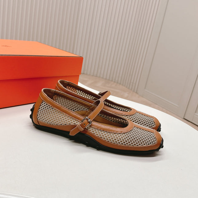 KICHU BALLET FLAT IN BRONZE BROWN CROCHET KNIT AND CALFSKIN