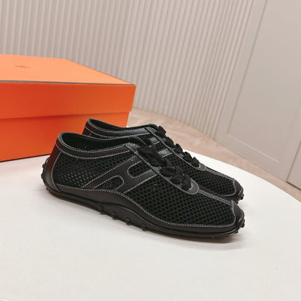 KIGA SNEAKER IN BLACK CROCHET KNIT AND CALFSKIN