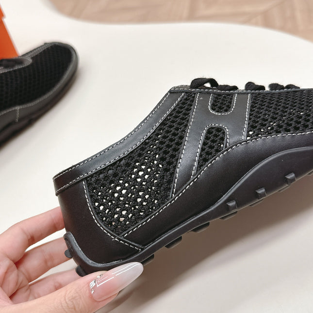 KIGA SNEAKER IN BLACK CROCHET KNIT AND CALFSKIN