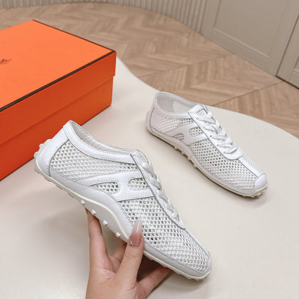 KIGA SNEAKER IN WHITE CROCHET KNIT AND CALFSKIN