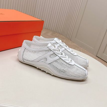 KIGA SNEAKER IN WHITE CROCHET KNIT AND CALFSKIN