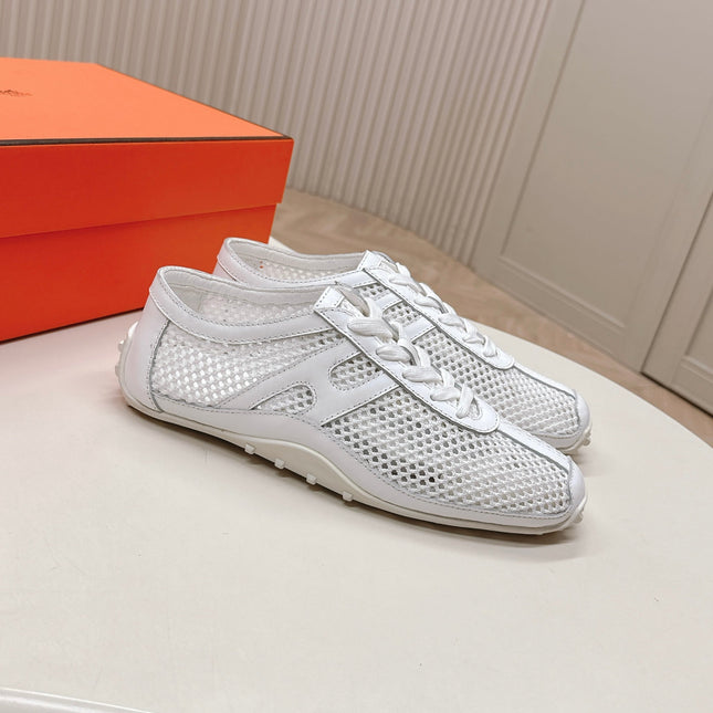 KIGA SNEAKER IN WHITE CROCHET KNIT AND CALFSKIN