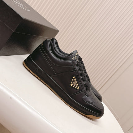 PRADA 25S DOWNTOWN SNEAKERS IN BLACK CALFSKIN