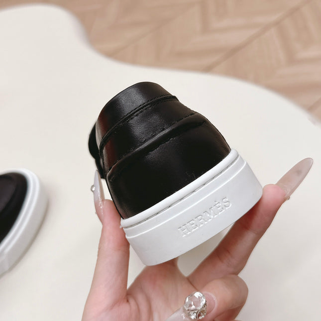 HM 25S SLIP-ON IN BLACK LAMBSKIN
