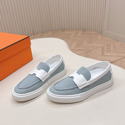 HM 25S SLIP-ON IN BLUE DENIM AND WHITE LAMBSKIN