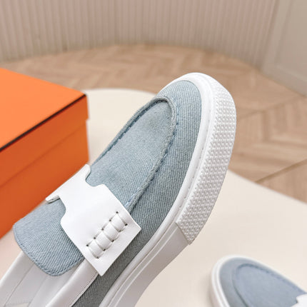 HM 25S SLIP-ON IN BLUE DENIM AND WHITE LAMBSKIN