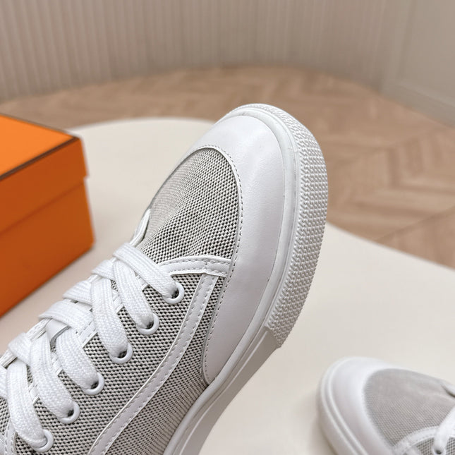 HM 25S SNEAKER LOW SPORTS IN GREY CANVAS MIX WHITE LAMBSKIN