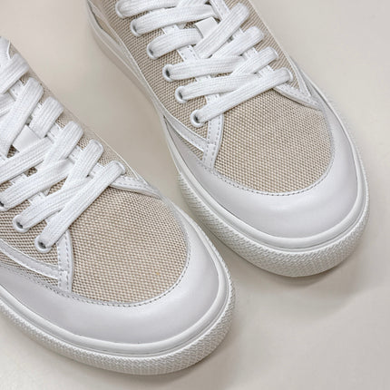 HM 25S SNEAKER LOW SPORTS IN BEIGE CANVAS MIX WHITE LAMBSKIN
