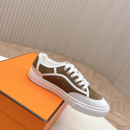 HM 25S SNEAKER LOW SPORTS IN BROWN SUEDE MIX WHITE LAMBSKIN