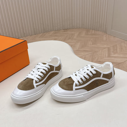 HM 25S SNEAKER LOW SPORTS IN BROWN SUEDE MIX WHITE LAMBSKIN