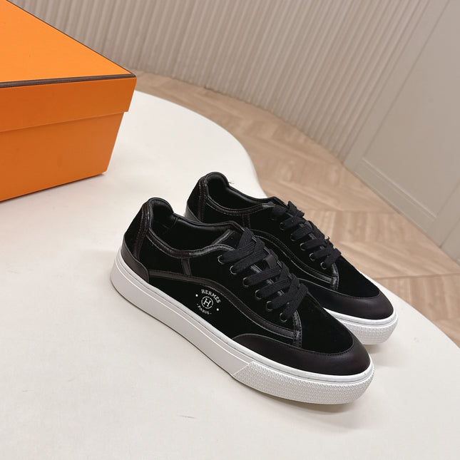 HM 25S SNEAKER LOW SPORTS IN BLACK SUEDE MIX LAMBSKIN