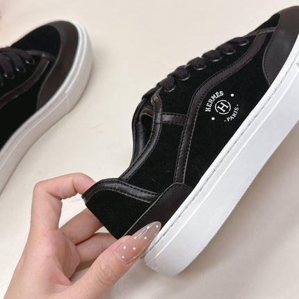 HM 25S SNEAKER LOW SPORTS IN BLACK SUEDE MIX LAMBSKIN