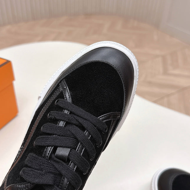 HM 25S SNEAKER LOW SPORTS IN BLACK SUEDE MIX LAMBSKIN