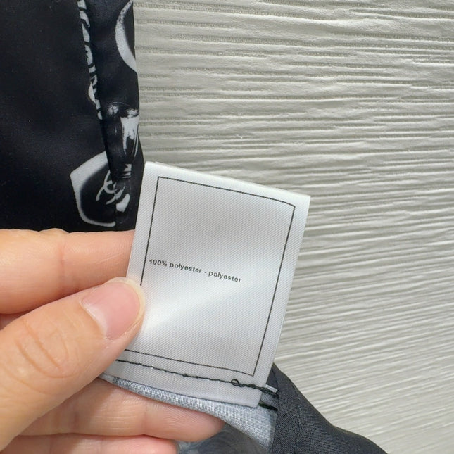 CC 2025 Printed Dress Black White Polyester Fiber