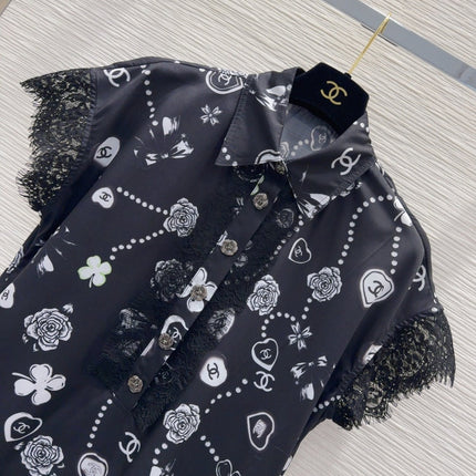 CC 2025 Printed Dress Black White Polyester Fiber