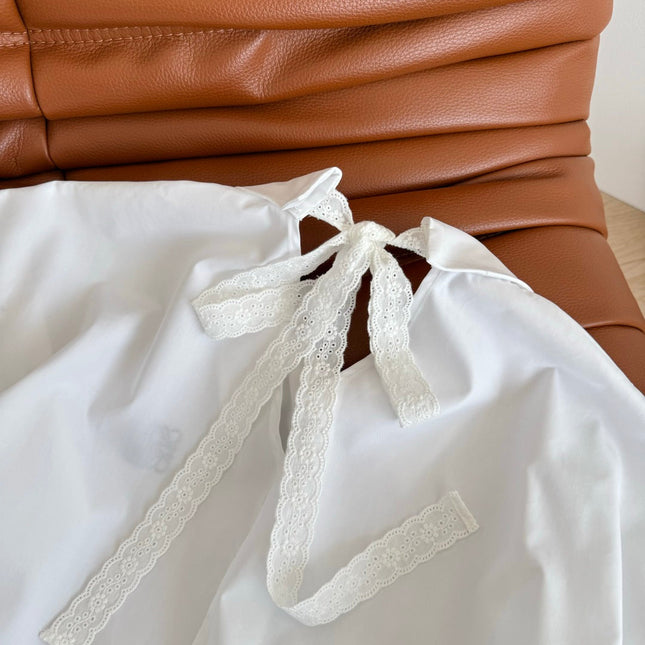 Loewe 25 Embroidered Ribbon Shirt White Cotton