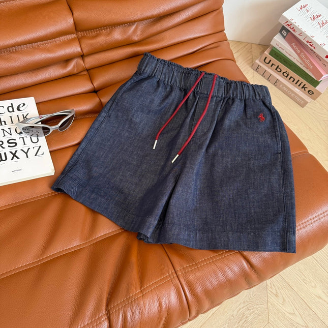 COTTON SHORTS WITH PONY EMBROIDERY NAVY 265773