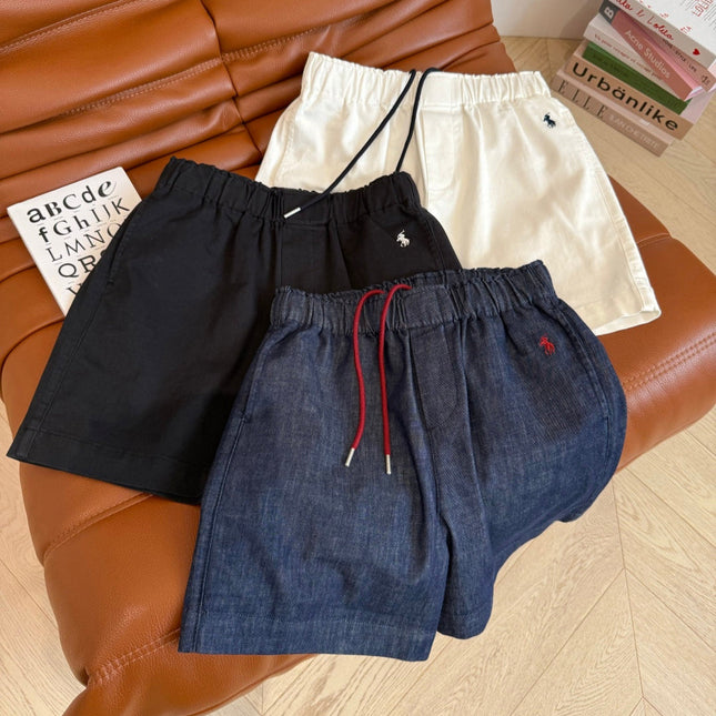COTTON SHORTS WITH PONY EMBROIDERY NAVY 265773