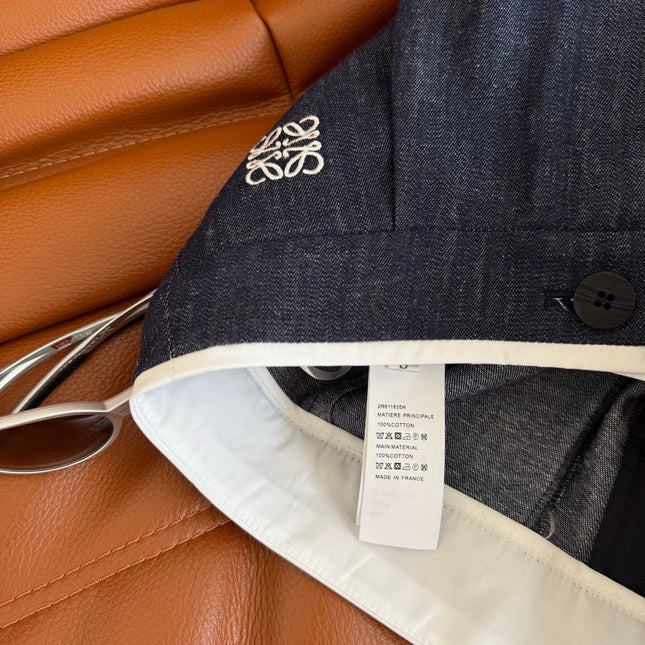 Loewe 25 Logo Embroidered Jeans Dark Blue Cotton