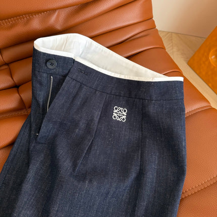Loewe 25 Logo Embroidered Jeans Dark Blue Cotton