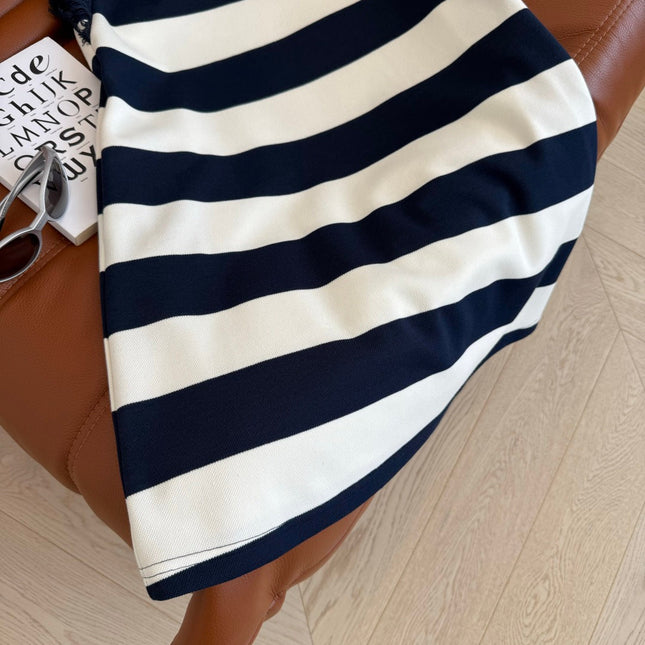 MIU NAVY DRESS WITH WIDE STRIPES 265712